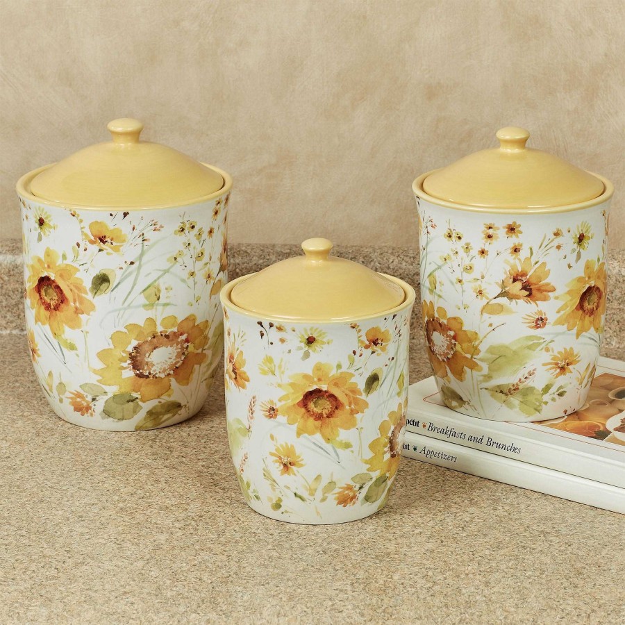 Kitchen Touch of Class | Sunflowers Forever Yellow Ceramic Kitchen Canister Set