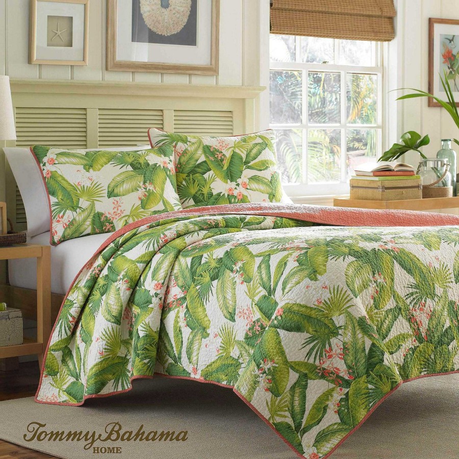 Bedding Touch of Class | Aregada Dock Tropical Palm Leaf Mini Quilt Set Bedding By Tommy Bahama