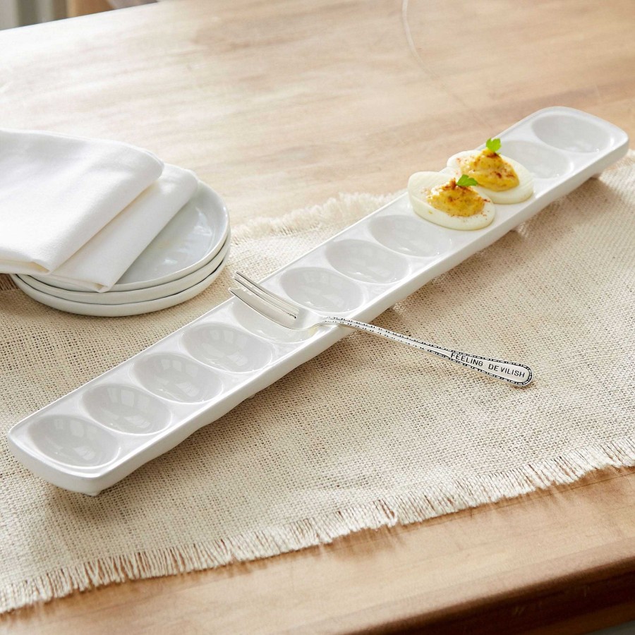 Kitchen Touch of Class | Circa Ceramic Deviled Egg Tray And Fork Set