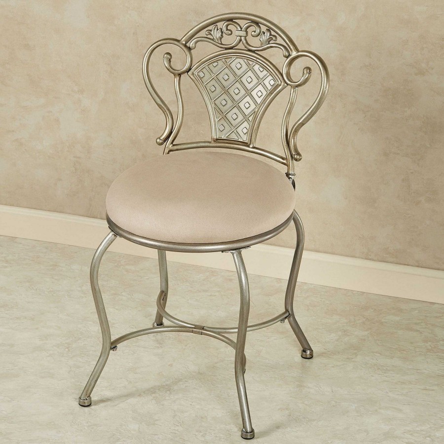 Bath Touch of Class | Claira Platinum Upholstered Vanity Chair