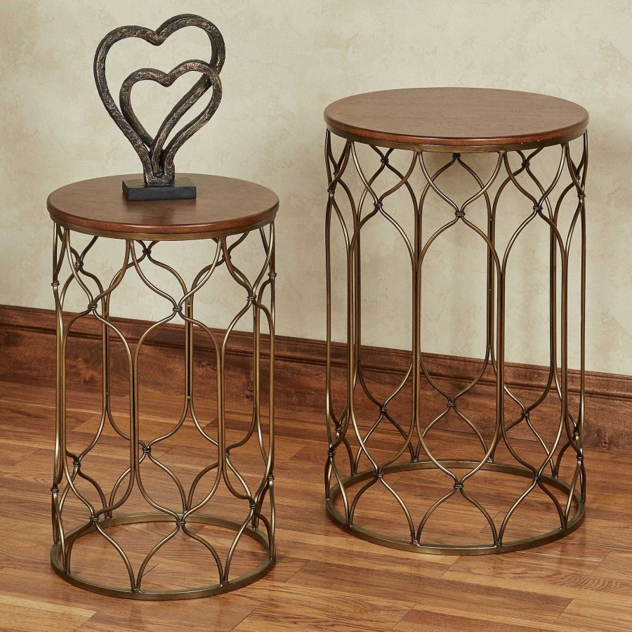 Furniture Touch of Class | Alco Wooden And Metal Round Nesting Table Set