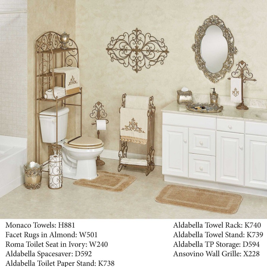 Bath Touch of Class | Aldabella Satin Gold Towel Stand Jewelry Holder