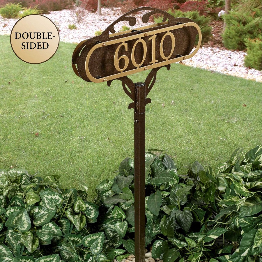 Home Accents Touch of Class | Paris Gold Bronze House Number Address Sign Yard Stake By Jasonw Studios