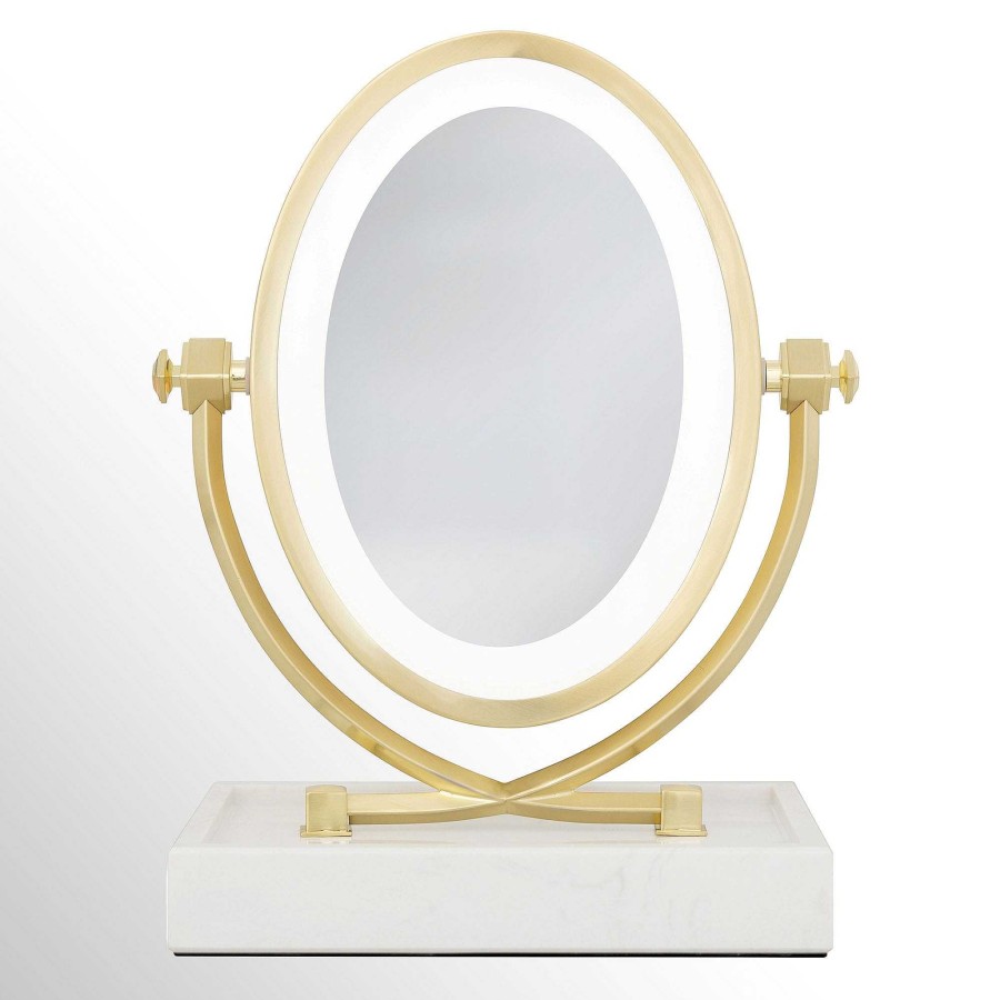 Bath Touch of Class | Brooklyn 5X Magnifying Led Lighted Oval Vanity Mirror With Tray Base