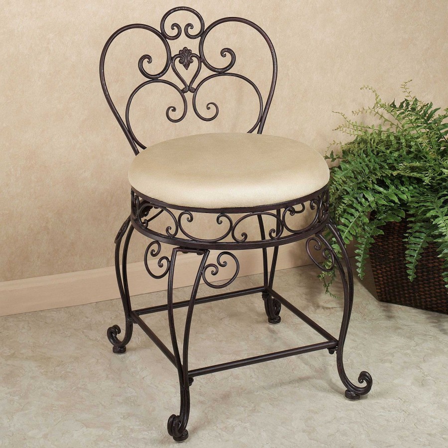 Bath Touch of Class | Aldabella Tuscan Slate Upholstered Vanity Chair