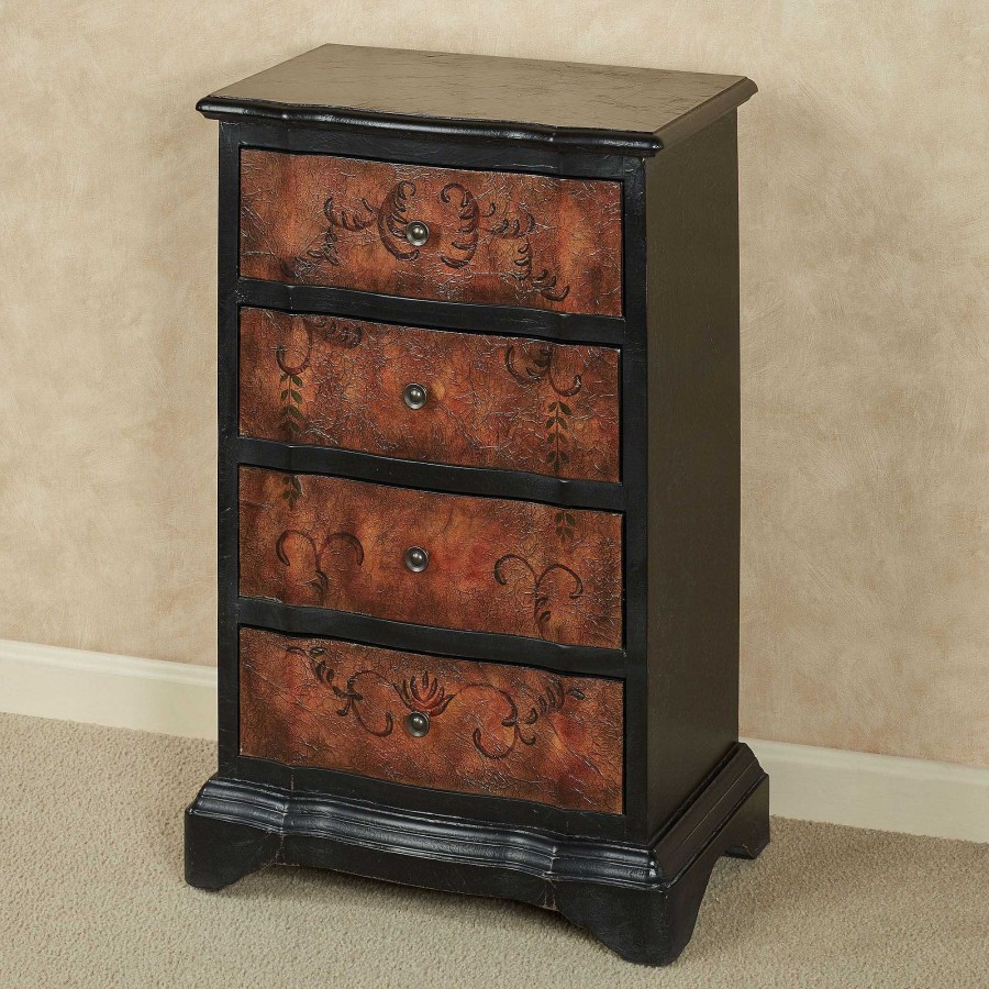 Furniture Touch of Class | Luca Bella Black Trim Four Drawer Storage Cabinet