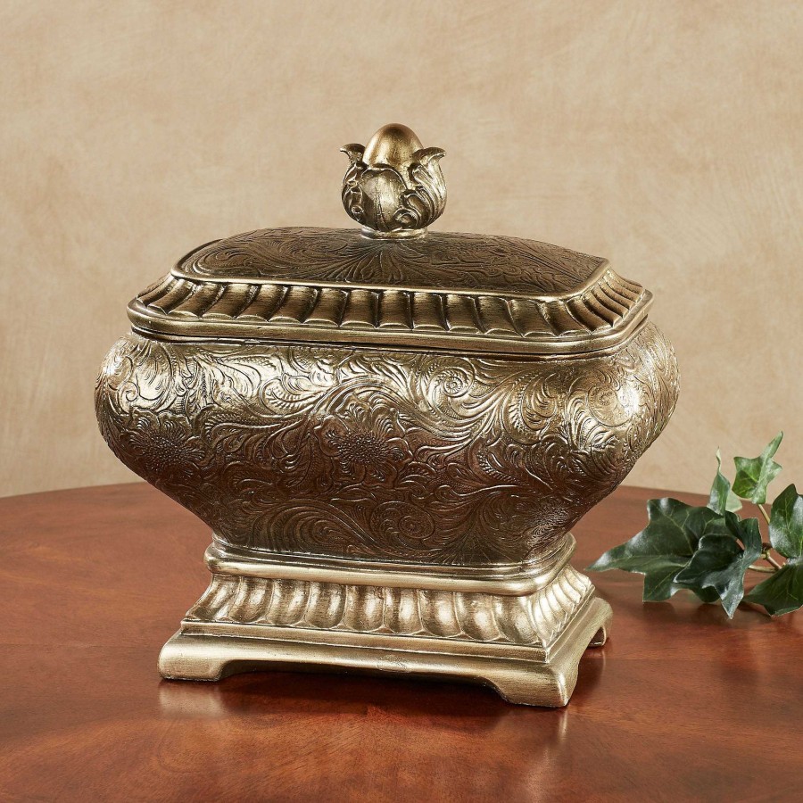 Home Accents Touch of Class | Algiers Satin Gold Etched Decorative Covered Box