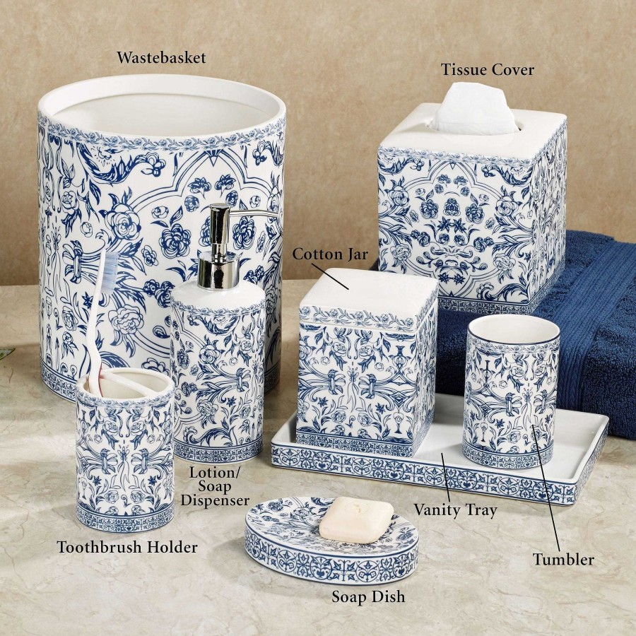 Bath Touch of Class | Orsay Blue Toile Porcelain Bath Accessories