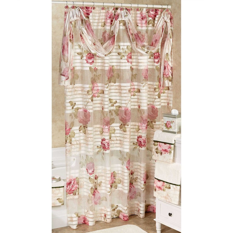 Bath Touch of Class | Spring Rose Sheer Floral Shower Curtain