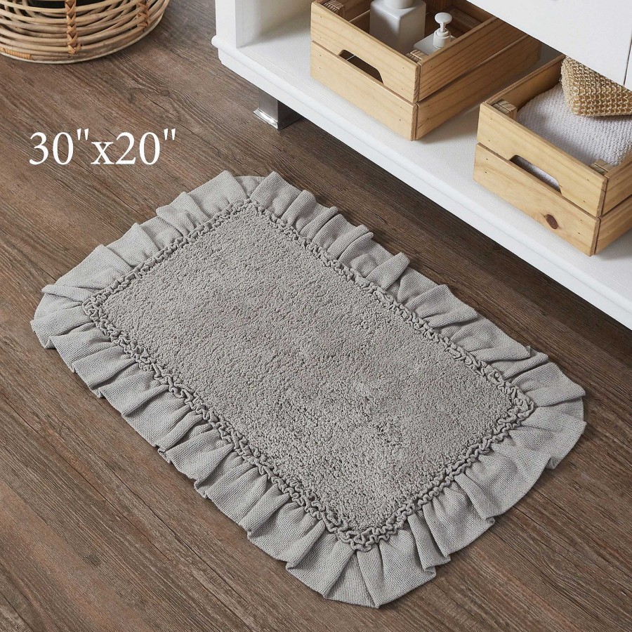 Bath Touch of Class | Burlap Gray Ruffled Bath Mats By April & Olive