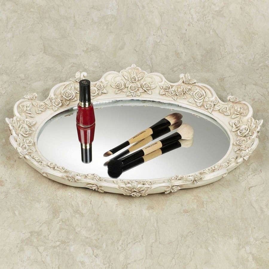 Bath Touch of Class | Victoria Rose Antique Ivory Mirrored Vanity Tray