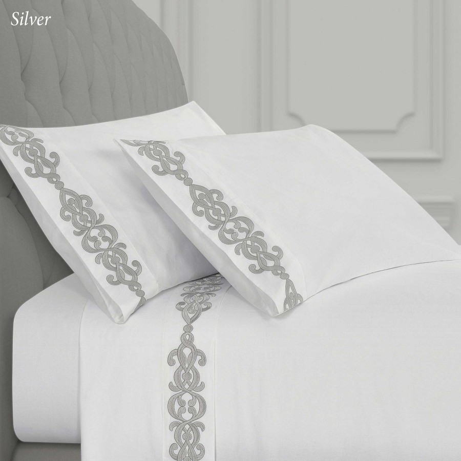 Bedding Touch of Class | 300 Tc Imperial Embroidered Pure Cotton Sheet Set By J Queen New York