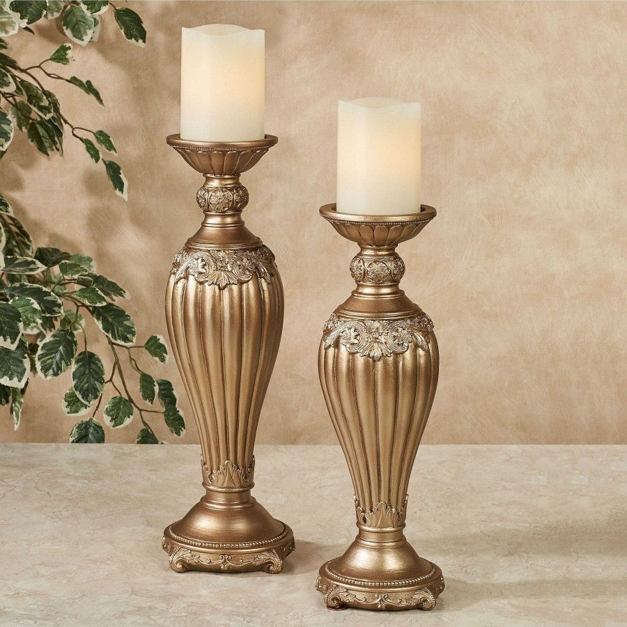 Home Accents Touch of Class | Flowering Medallion Aged Gold Candleholder Set