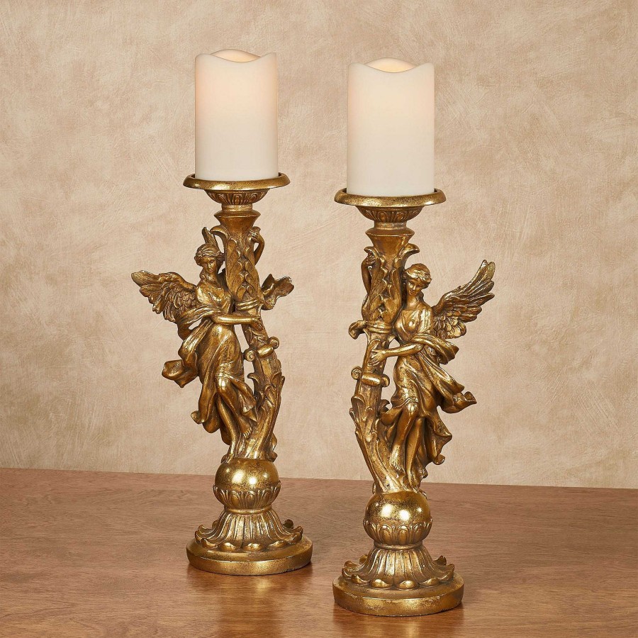 Home Accents Touch of Class | Glorieux Angels Aged Gold Candleholder Set