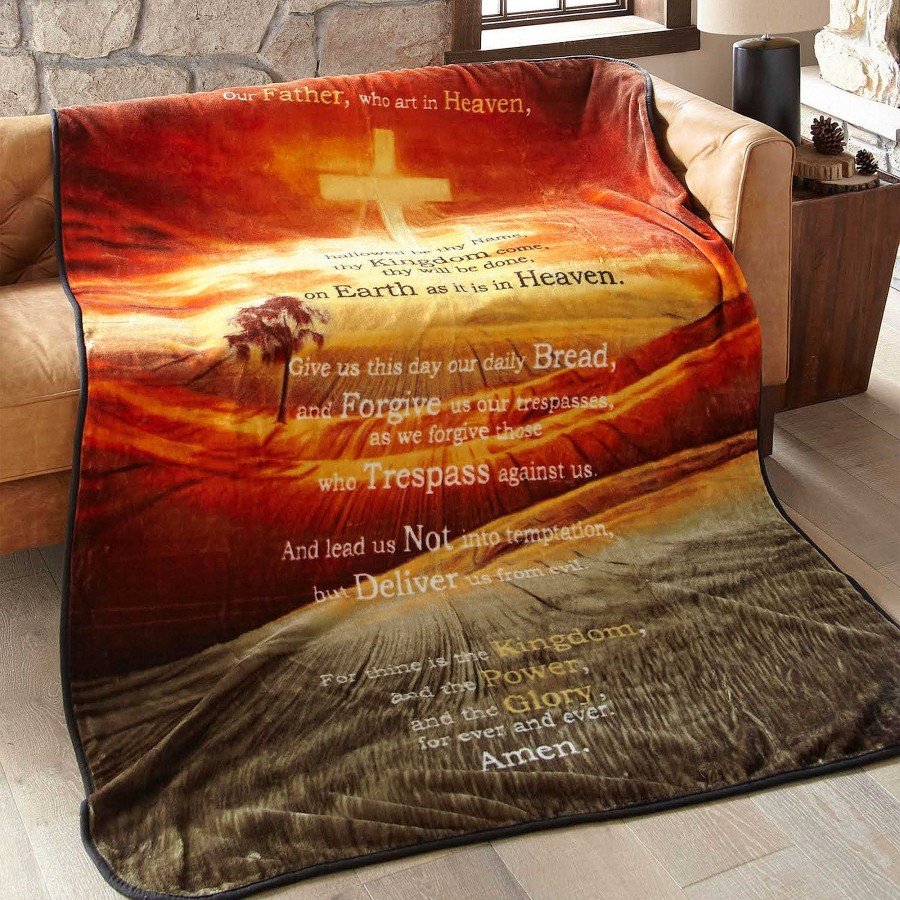 Bedding Touch of Class | The Lords Prayer Oversized Religious Throw Blanket