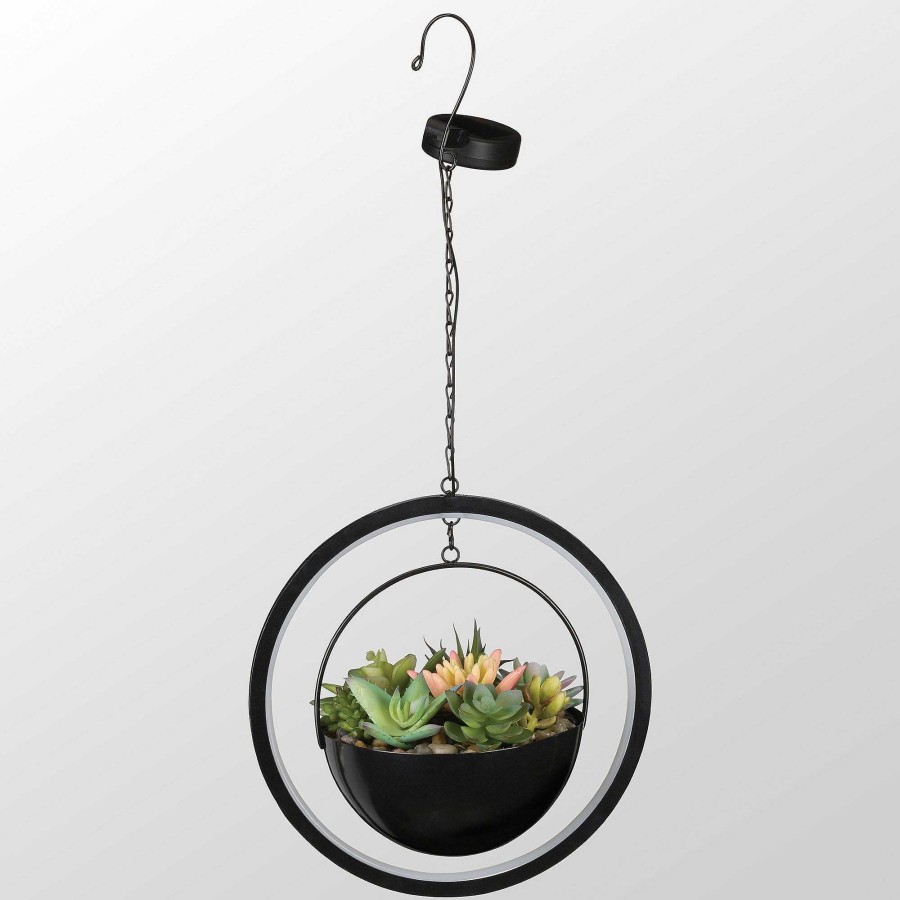 Home Accents Touch of Class | Succulent Solar Orb Round Lighted Hanging Outdoor Lantern