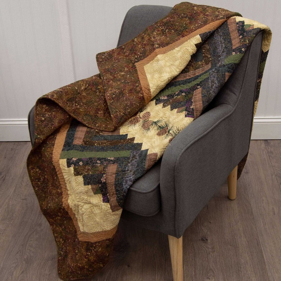 Bedding Touch of Class | Cabin Raising Pine Cone Rustic Patchwork Throw Blanket By Donna Sharp