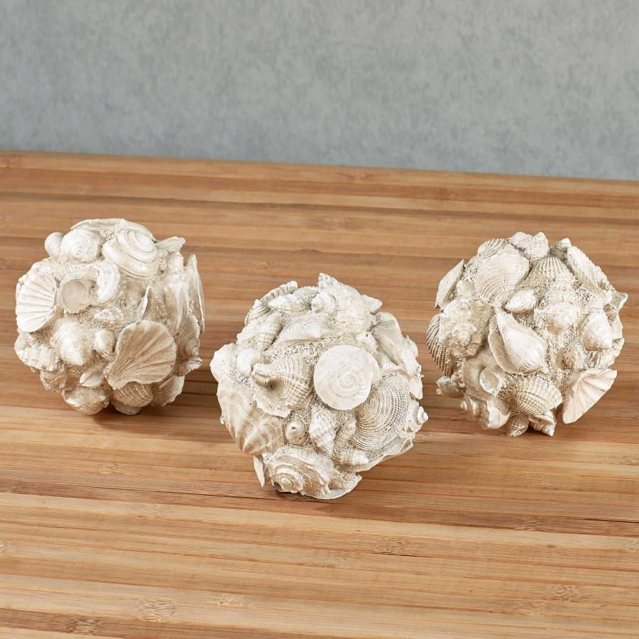 Home Accents Touch of Class | Shell Coastal Decorative Orb Set Of 3