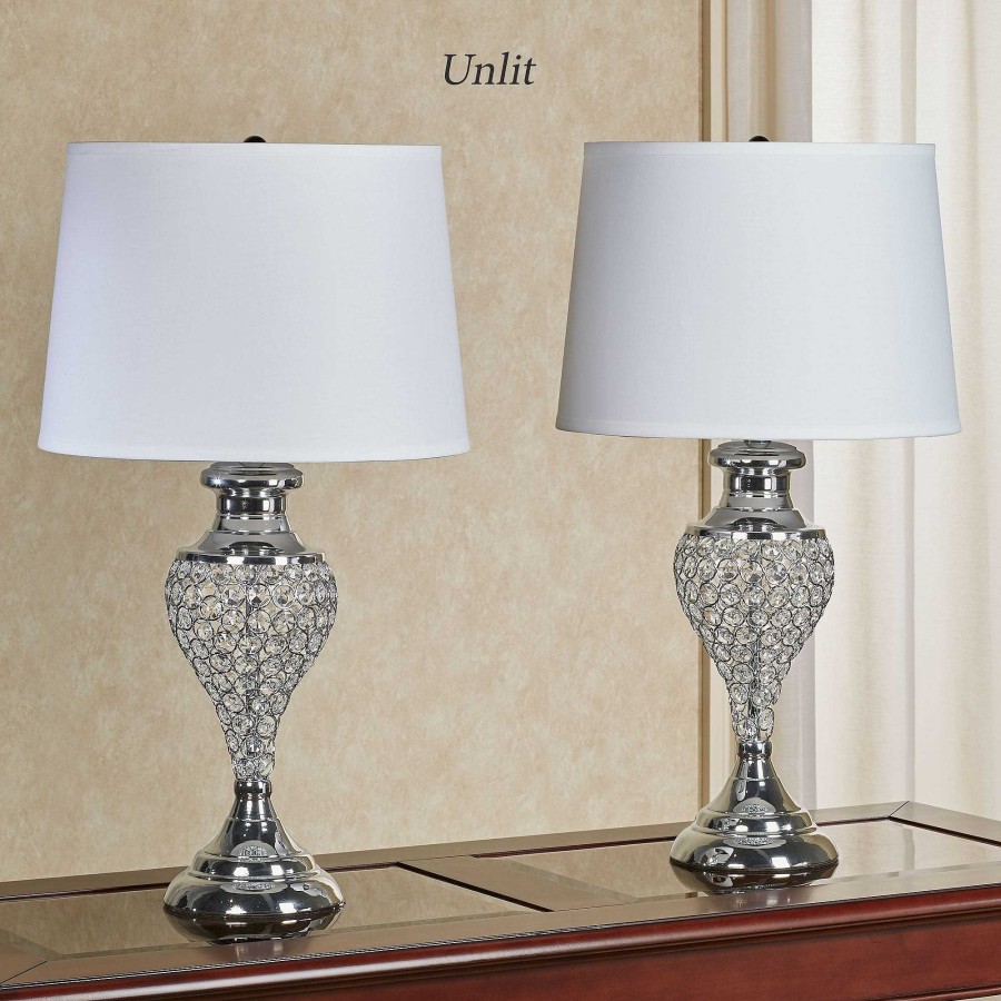 Home Accents Touch of Class | Katherine Crystal Bead Polished Chrome Metal Table Lamp Pair