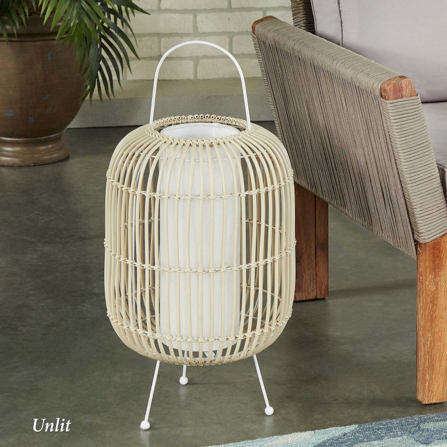 Home Accents Touch of Class | Alberta Off White Faux Rattan Outdoor Led Cordless Lamp