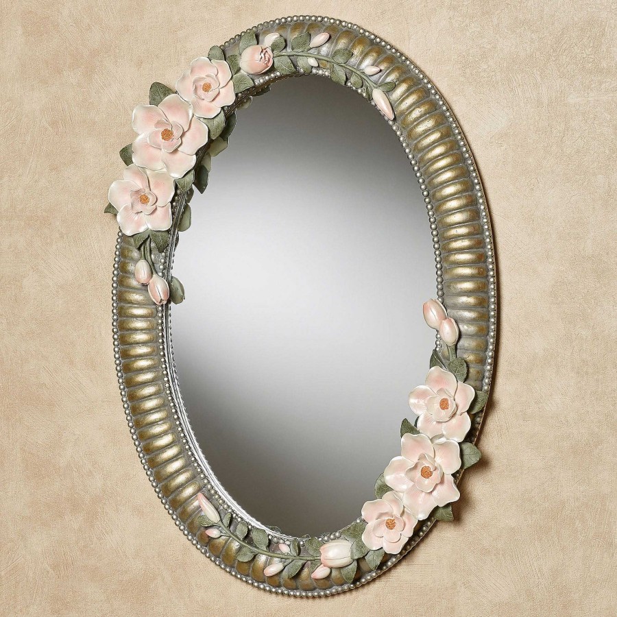 Bath Touch of Class | Magnolia Elegance Floral Oval Wall Mirror