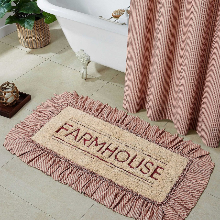 Bath Touch of Class | Sawyer Mill Claret Farmhouse Ruffled Bath Mats By April & Olive