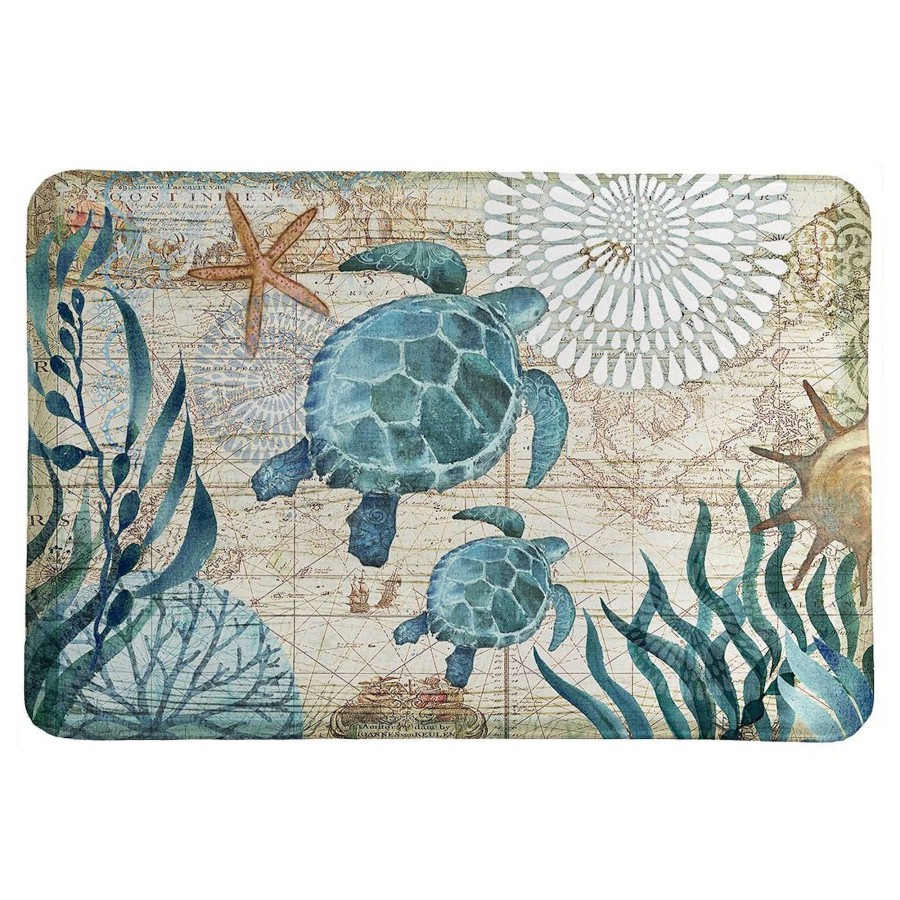 Bath Touch of Class | Bay Sea Turtles Coastal Memory Foam Cushioned Mat From Laural Home