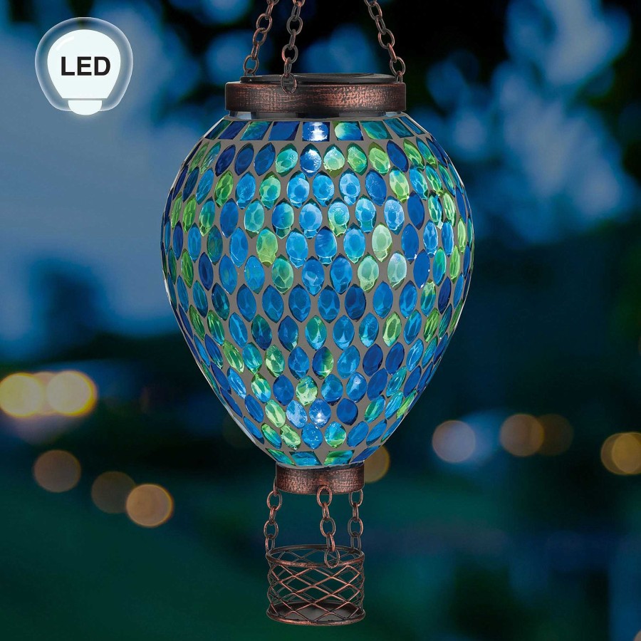 Home Accents Touch of Class | Mosaic Hot Air Balloon Outdoor Hanging Solar Led Lantern