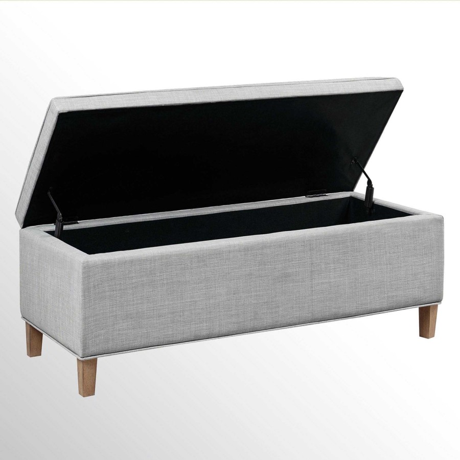 Furniture Touch of Class | Caymus 48 Inch Wide Gray Upholstered Storage Bench By Martha Stewart