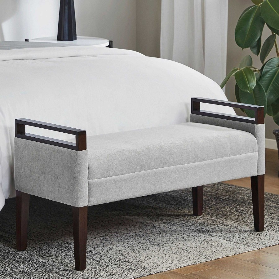 Furniture Touch of Class | Sloane 42 Inch Wide Upholstered Wood Accent Bench By Martha Stewart