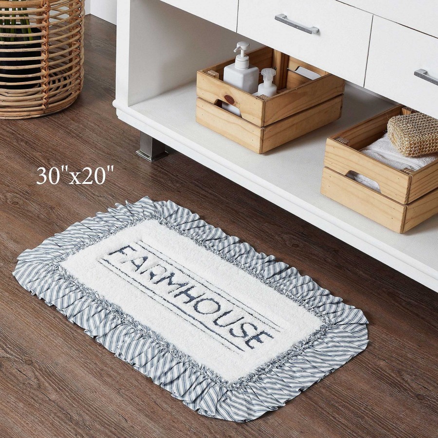 Bath Touch of Class | Sawyer Mill Blue Farmhouse Ruffled Bath Mats By April & Olive