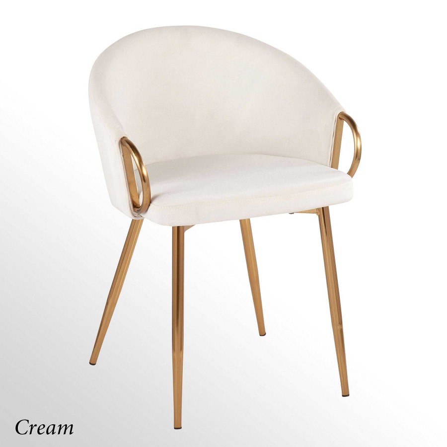 Furniture Touch of Class | Camille Velvet Upholstered Curved Side Chair With Metal Legs