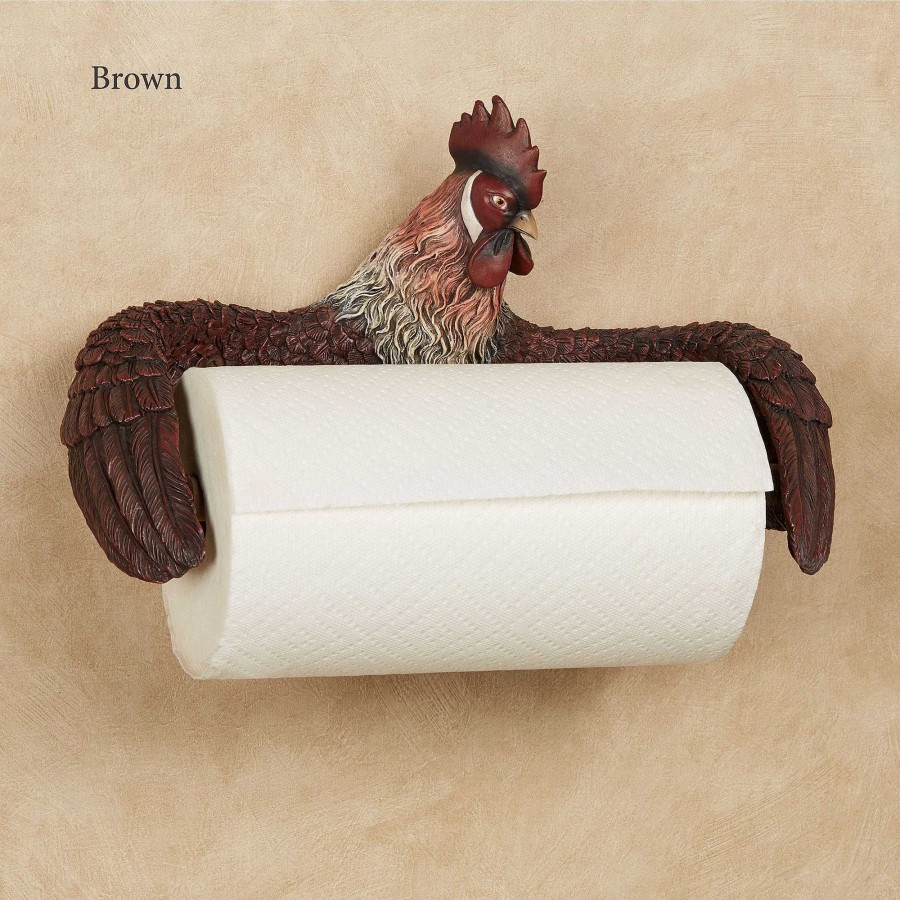 Kitchen Touch of Class | Black Grand Rooster Wall Mounted Kitchen Paper Towel Holder