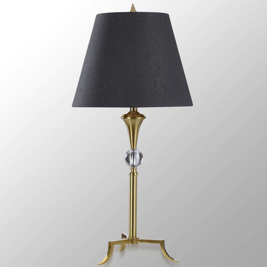 Home Accents Touch of Class | Lavi Brass Finished Metal Table Lamp With Navy Shade