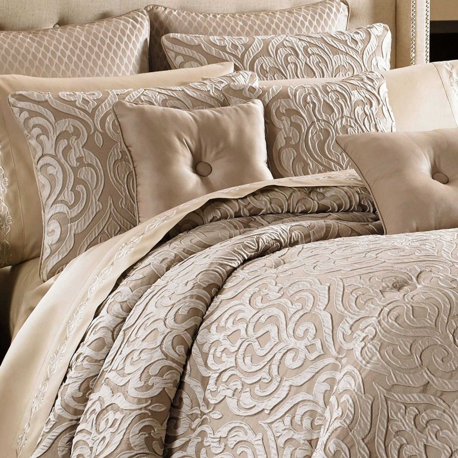 Bedding Touch of Class | Astoria Scroll Sand Comforter Bedding By J Queen New York