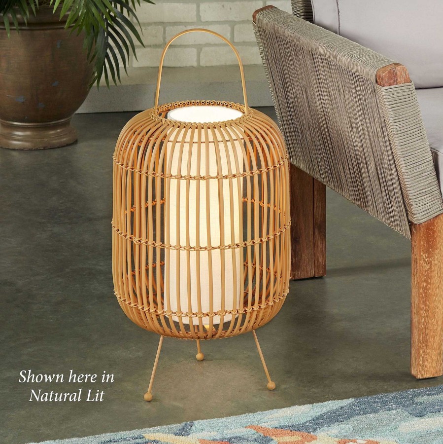 Home Accents Touch of Class | Alberta Off White Faux Rattan Outdoor Led Cordless Lamp