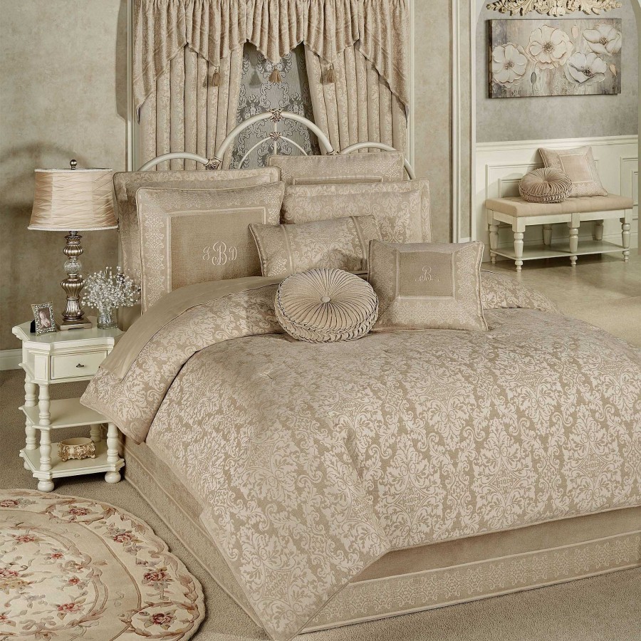 Bedding Touch of Class | Grandview Champagne Damask Comforter Bedding