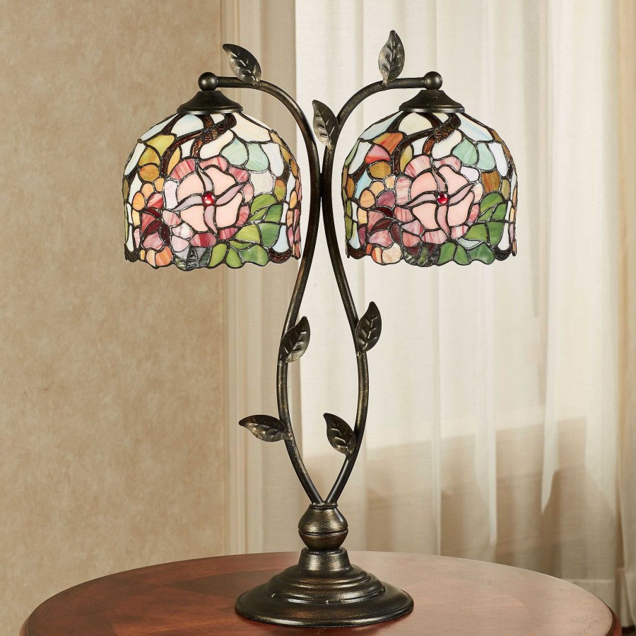 Home Accents Touch of Class | Jacinthia Floral Stained Glass Double Shade Table Lamp