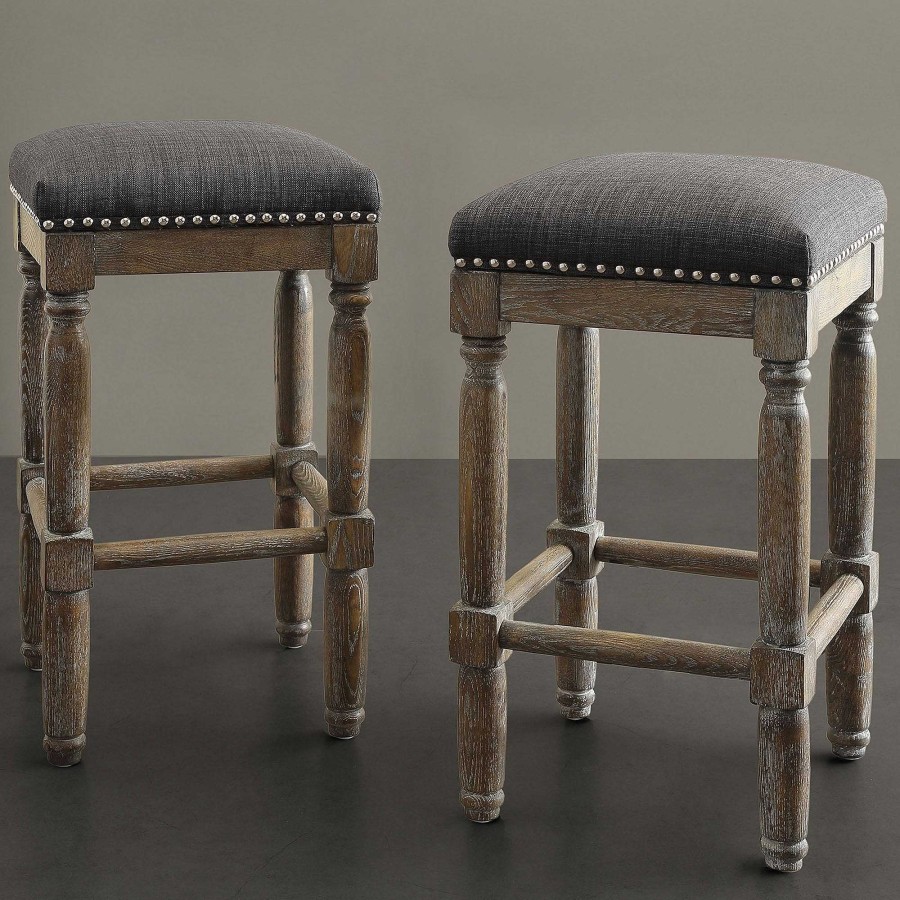 Kitchen Touch of Class | Cirque Backless Upholstered Wooden Counter Stool Set