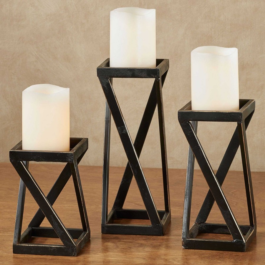 Home Accents Touch of Class | Mylle Black Modern Metal Candleholder Set