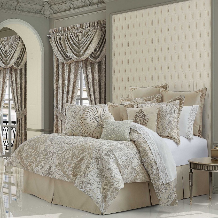 Bedding Touch of Class | Belgium Neutral Jacquard Woven Damask Comforter Bedding By Capital J