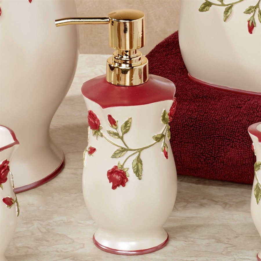 Bath Touch of Class | Vining Rose Red Floral Bath Accessories