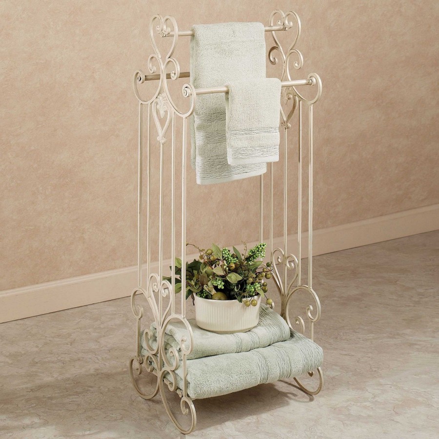 Bath Touch of Class | Aldabella Creamy Gold Bath Towel Rack Stand