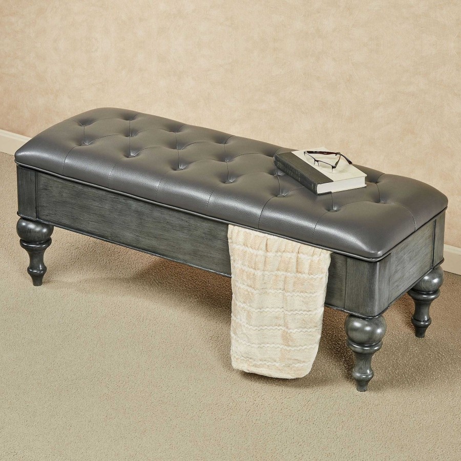 Furniture Touch of Class | Neilson Gray Faux Leather Upholstered Storage Bench