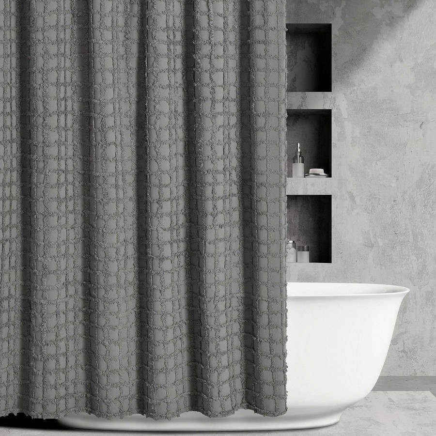 Bath Touch of Class | Cameron Tufted Cotton Shower Curtain By Oscar Oliver New York City