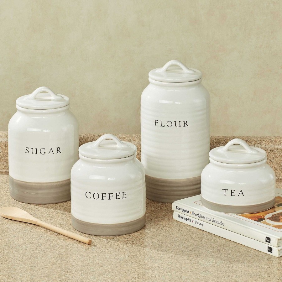 Kitchen Touch of Class | Bradford Farmhouse Style Sugar Coffee Flour Tea Ceramic Kitchen Canister Set