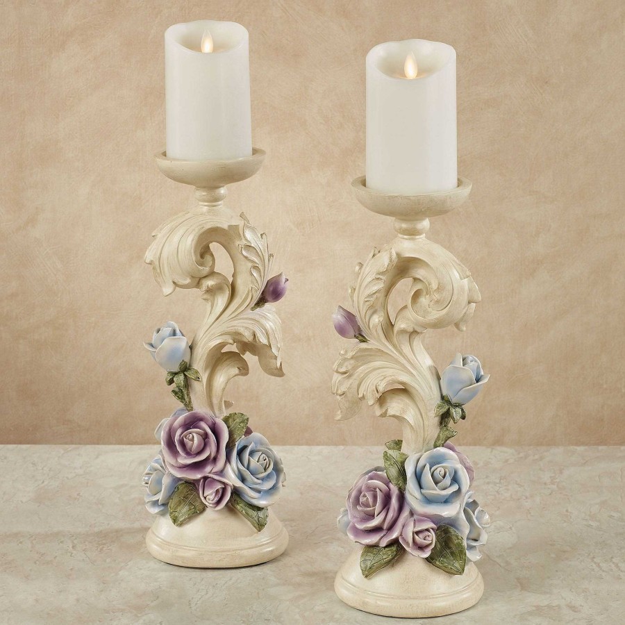 Home Accents Touch of Class | Antique Rose Floral Candleholder Pair