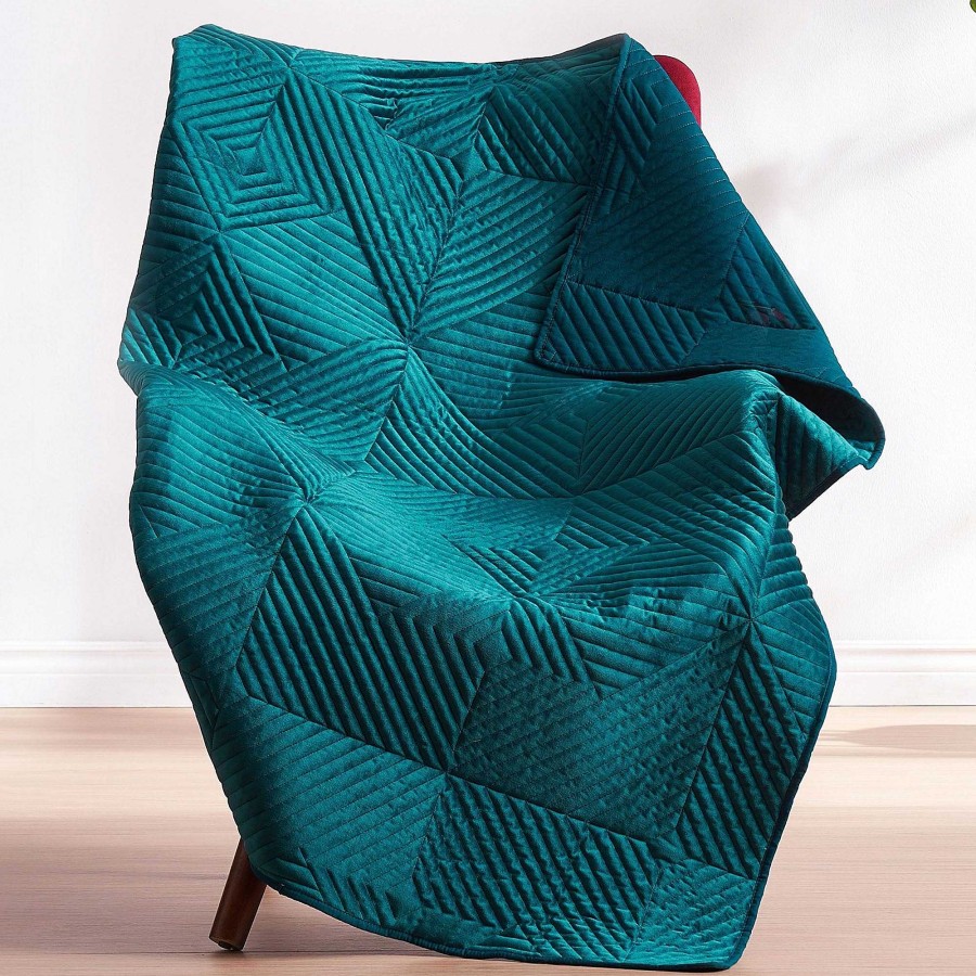 Bedding Touch of Class | Riviera Dark Teal Polyester Velvet Throw Blanket By Barefoot Bungalow