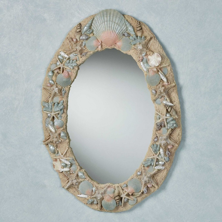 Bath Touch of Class | By The Sea Sand Coastal Seashell Oval Wall Mirror