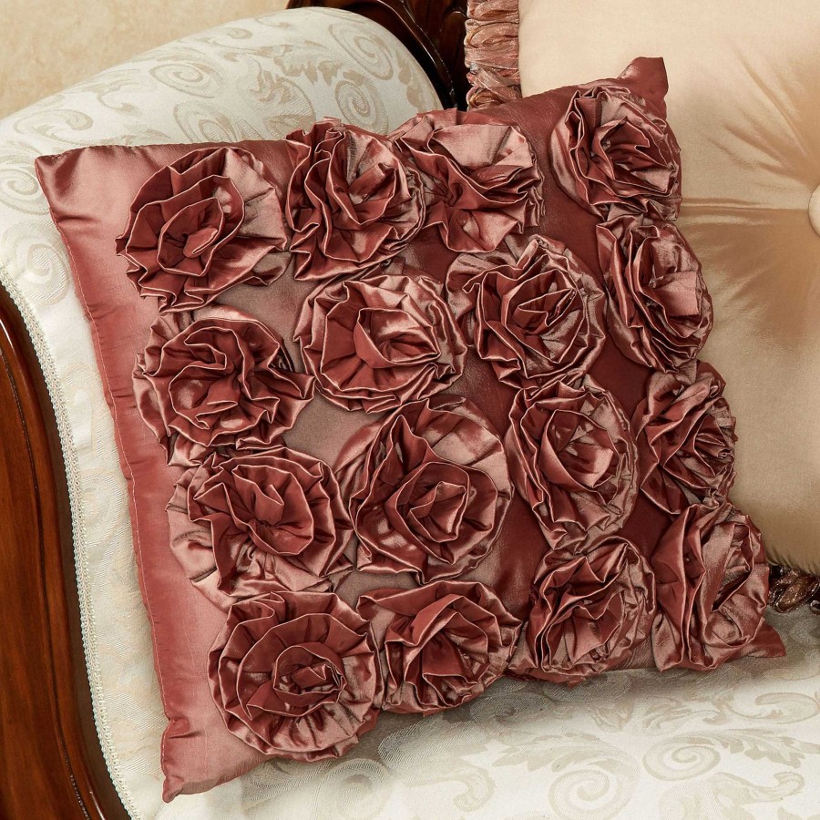 Bedding Touch of Class | Majesty Dimensional Fabric Rose Decorative Pillow